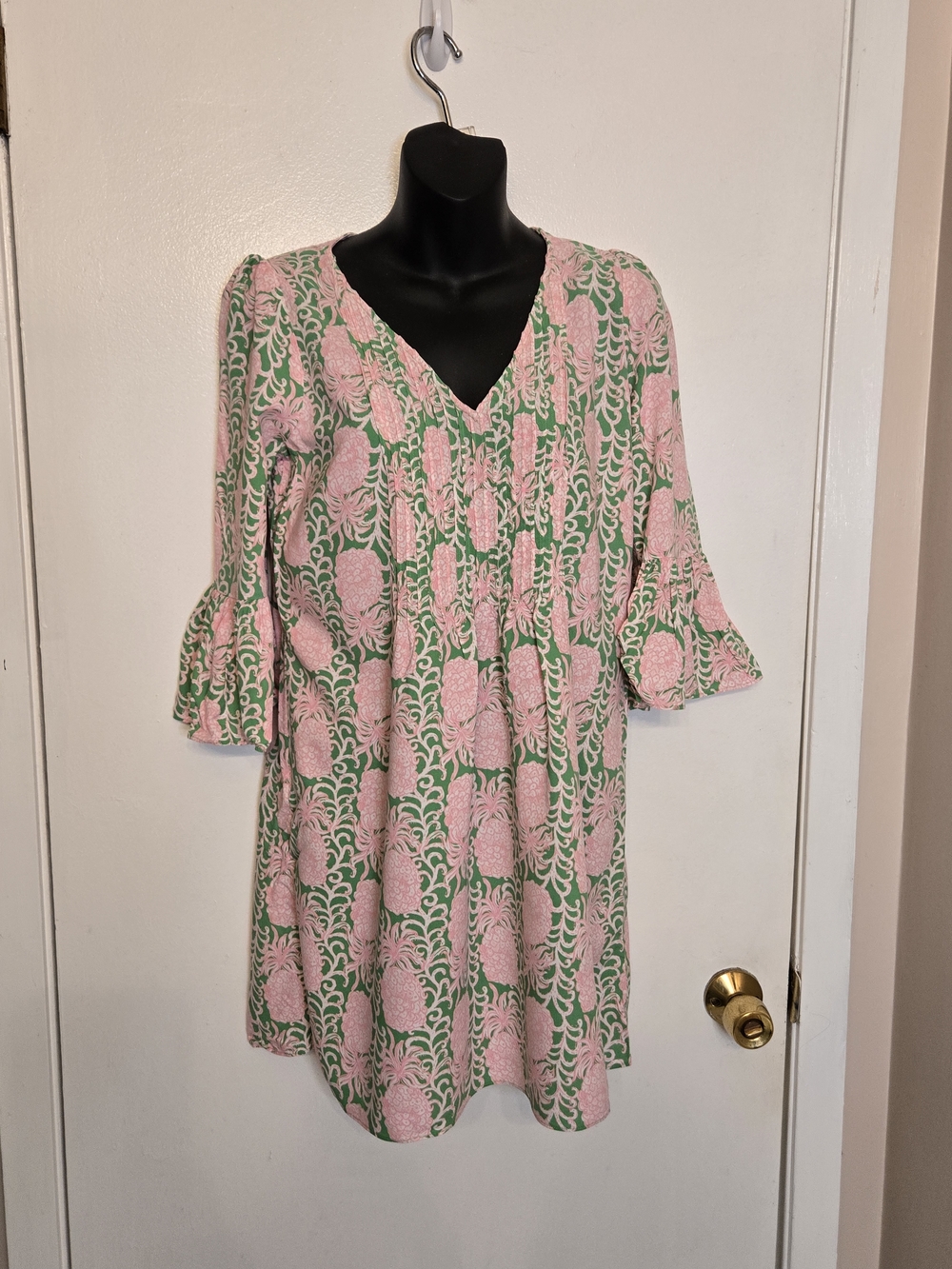 Lilly Pulitzer Pink & Green Floral V-Neck Mini Dress